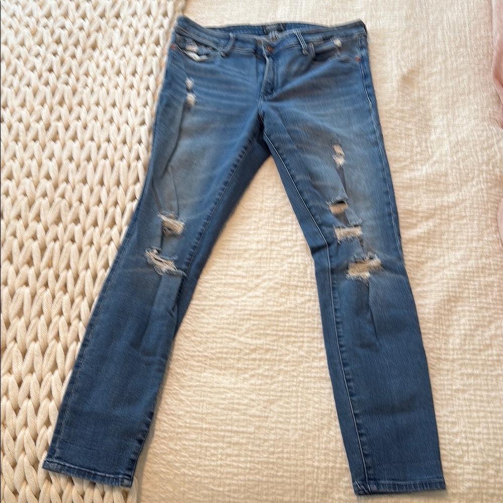 Distressed Blue Jeans